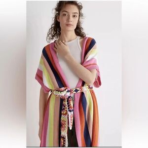 By Anthropologie Striped Kimono Rainbow Knit Duster Cardigan ONE SIZE